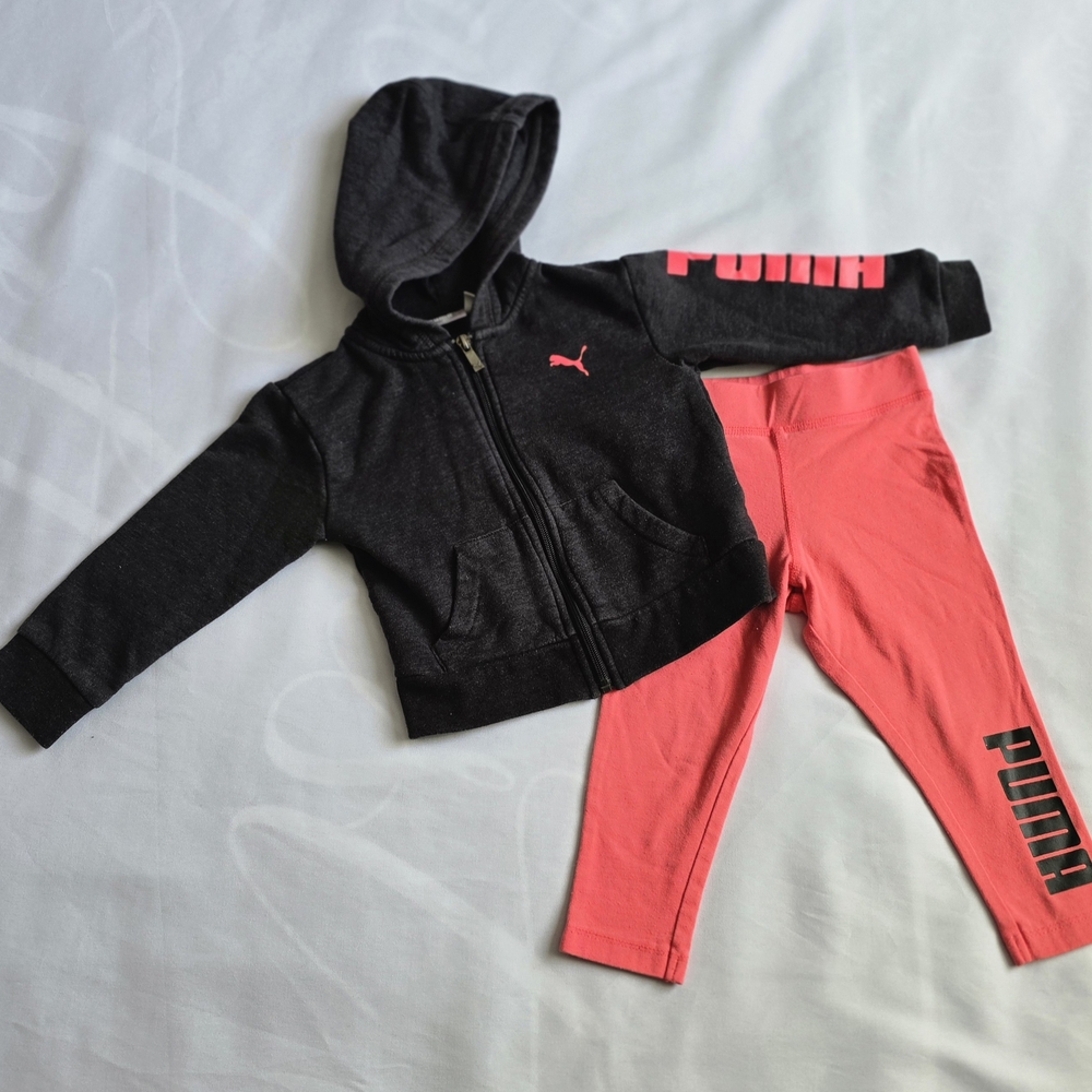 Puma Dark Gray and Orange Toddler Matching Set. Size 18M